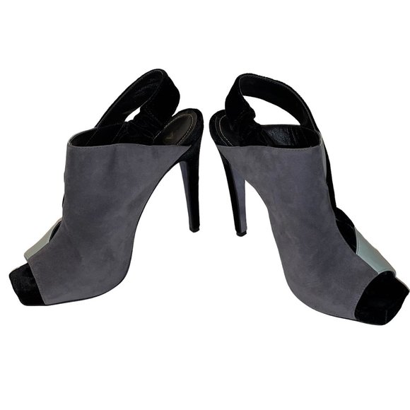 Aperlai Nero Velluto Color Block Leather Suede High Heels EU39 8.5 Stiletto - Picture 4 of 13